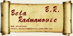 Bela Radmanović vizit kartica